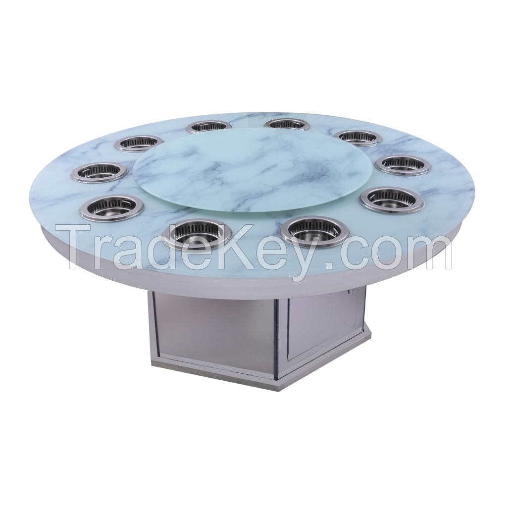 Family Artificial Marble Electric Shabu-Shabu Restaurant Smokeless Hot Pot Table