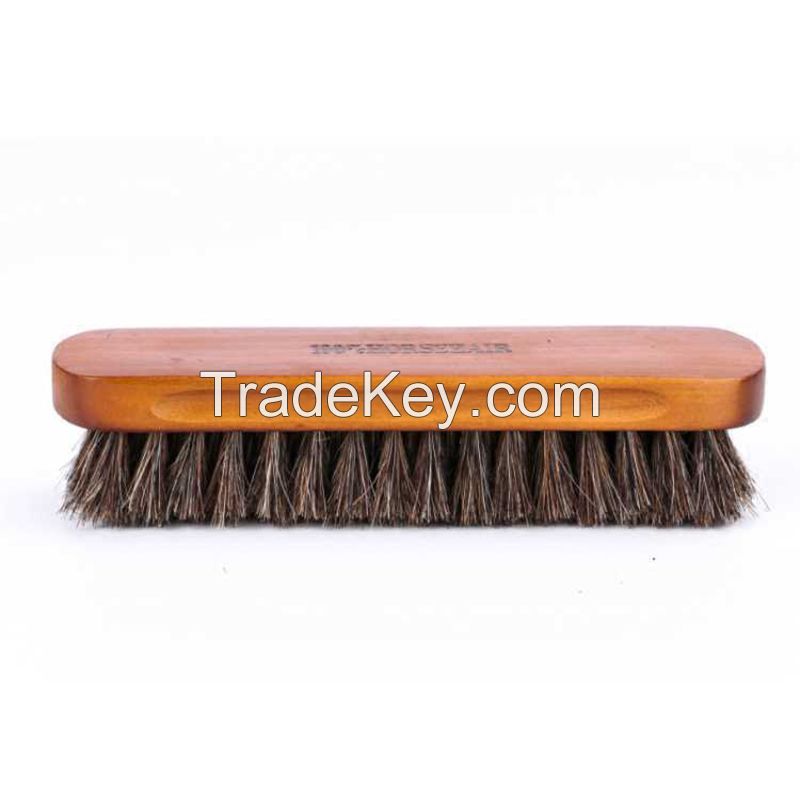 High Quality Square Wooden Handle Horse Hair Shoe Brush