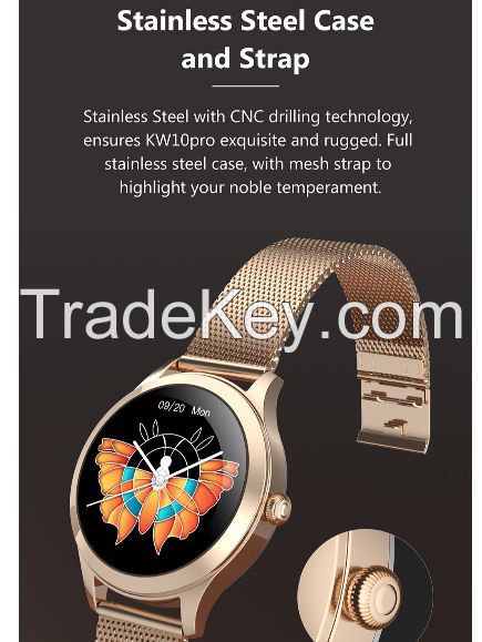 Full touch Screen Stainless Steel smart watches, Hot selling lady smart watch