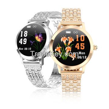 Stainless Steel fitness smart bracelet Girl smart watch band lady smart watch with Diamond Strap