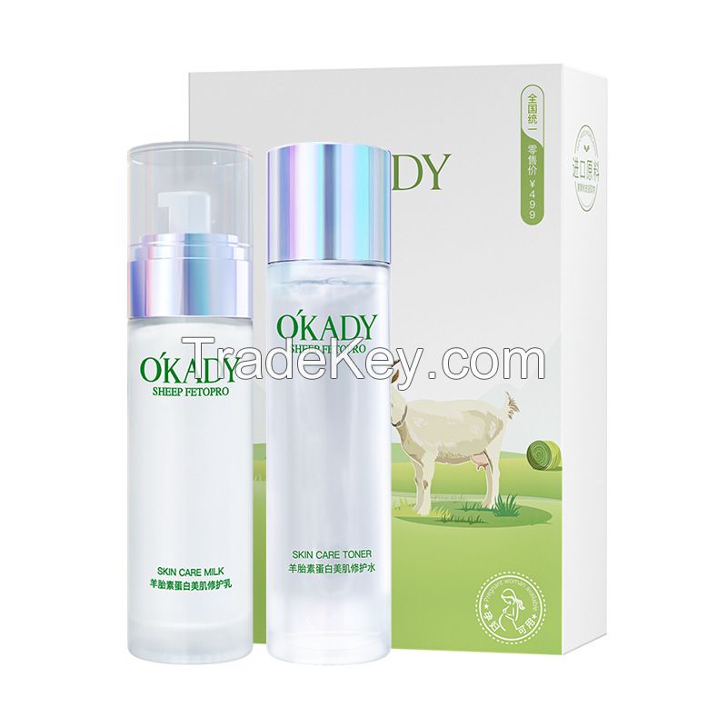 OKADY Toner 120ml And Emulsion 105ml Set Sheep Placenta Extract Protein Skin Repair Two Sets