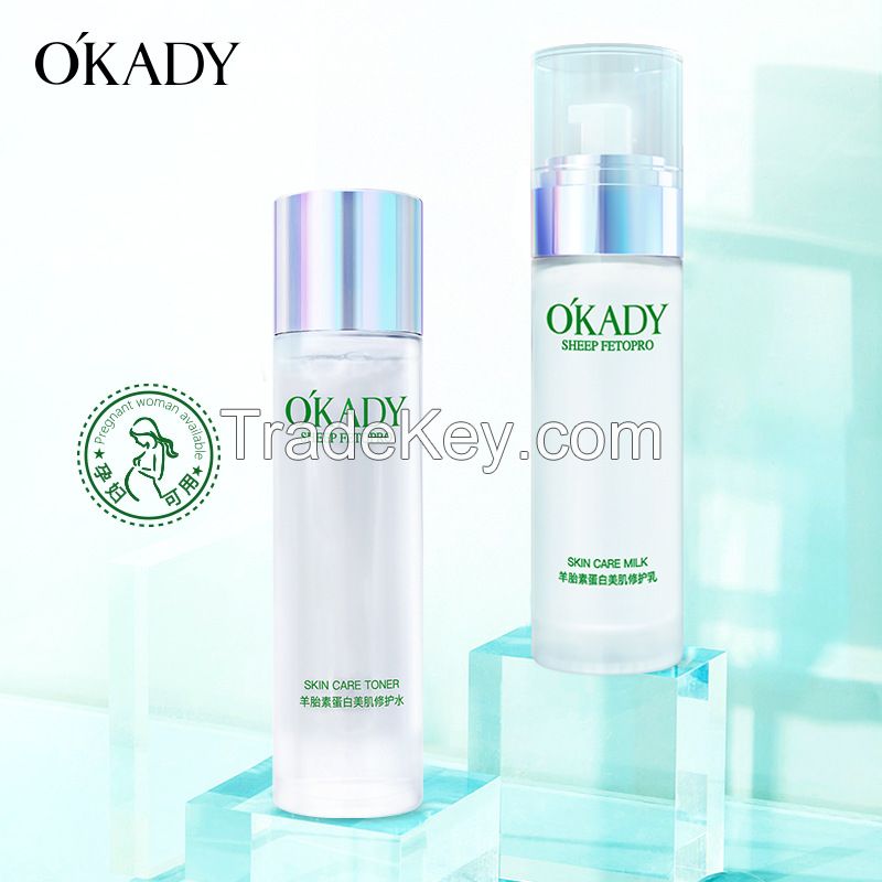 OKADY Toner 120ml And Emulsion 105ml Set Sheep Placenta Extract Protein Skin Repair Two Sets