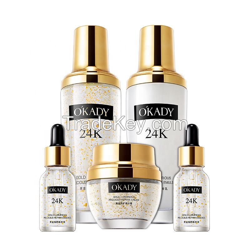 Korean High Quality Facial Skin Care Oily Skin Hydrating Whitening Luxury Cosmetic 24k Gold Skin Care Set