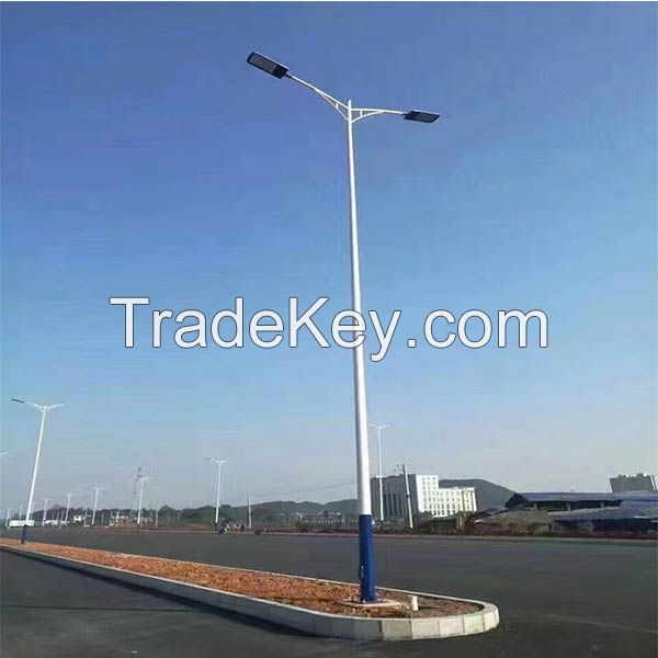 Cutomized outdoor 4m 5m 6m 7m 8m 9m 10m 12m double single arm galvanized steel street light pole