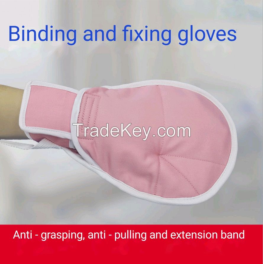 Pink Cotton Anti-Drawing Anti-Scratch Restraint Gloves For The Elderly And Patient Fixed Care With Sealing /Open Mouth