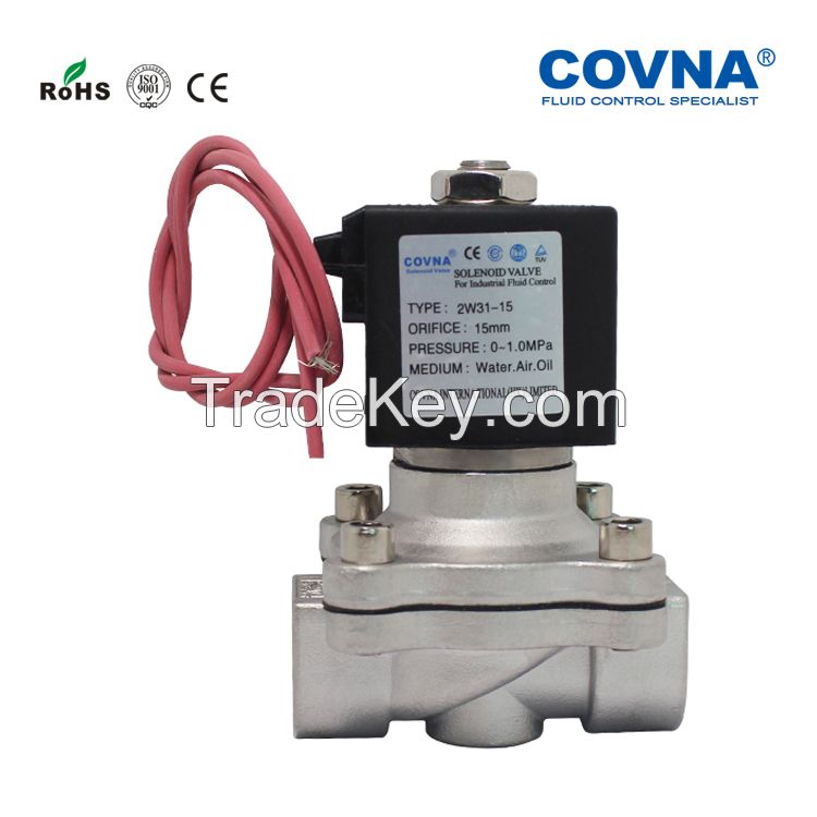 COVNA 12V 24V Normally Closed Stainless Steel Water Gas Solenoid Valve MIni Diaphragm Solenoid Valve