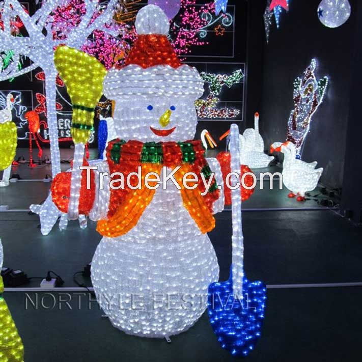 3D acrylic vintage snowman snowwhite santa clause outdoor christmas light 220V/110V/24v event garden party decoration