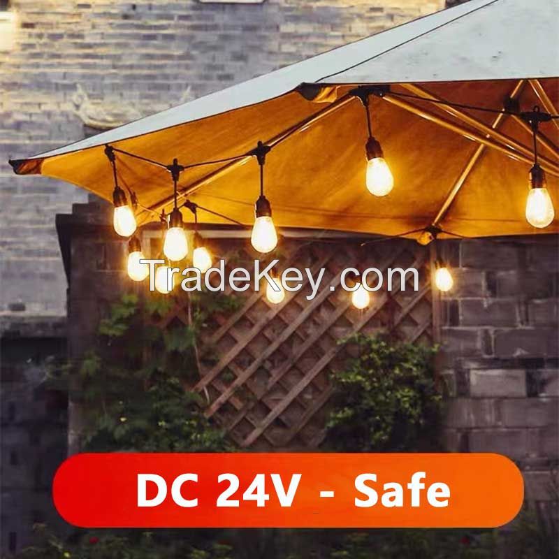 45 ft 15 LED Lamp holders S14 outdoor commercial festoon lighting string decoration connectable for courtyard cafe