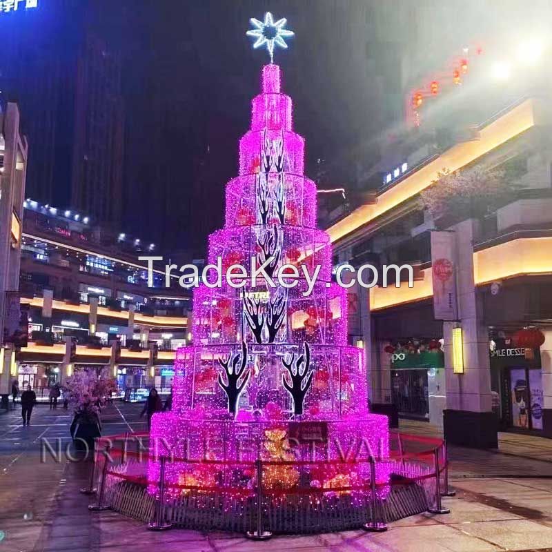 12ft height Outdoor xmas cone tree lighting decoration christmas day celebration waterproof IP68 shopping mall decoration