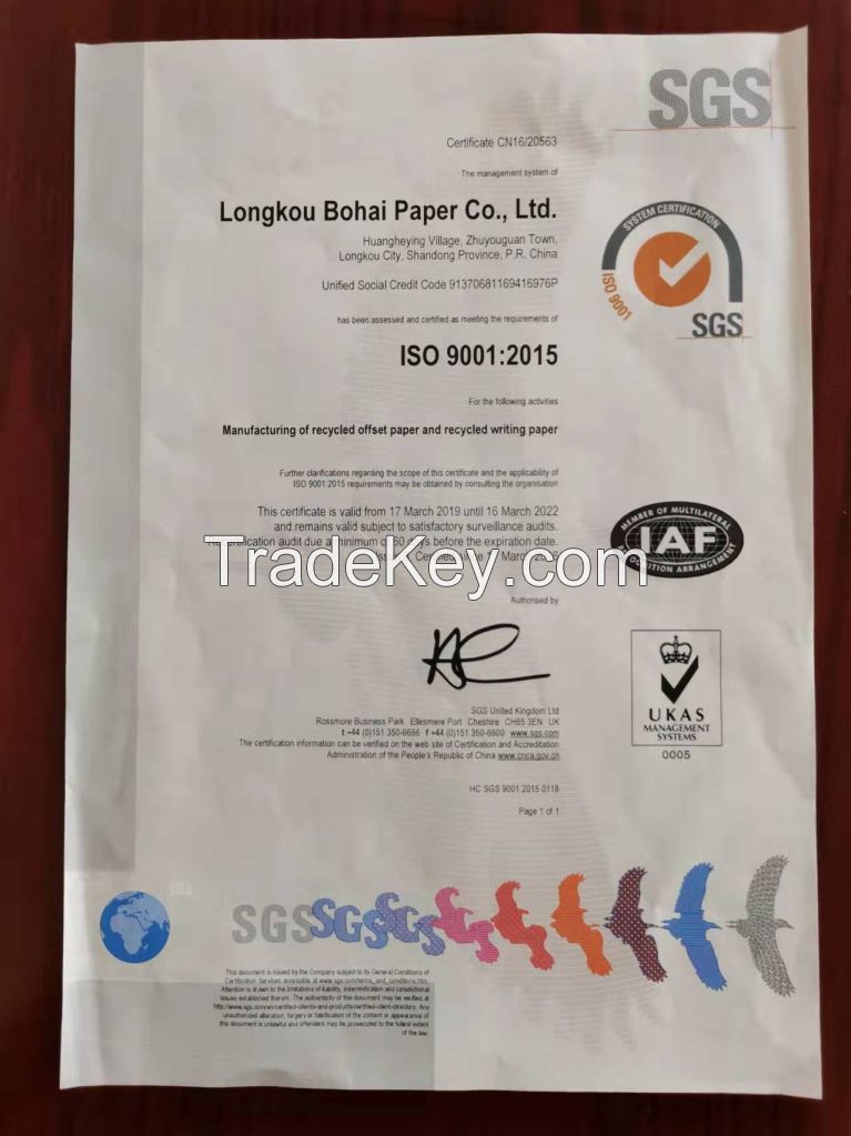 FSC Recyled 100%copying,printing,communication paper 