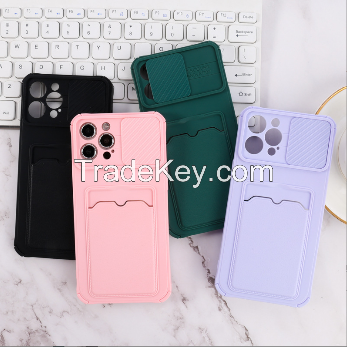 Suitable for female surname Apple XR Apple 11Promax soft solid color mobile phone case TPU card push window phone case