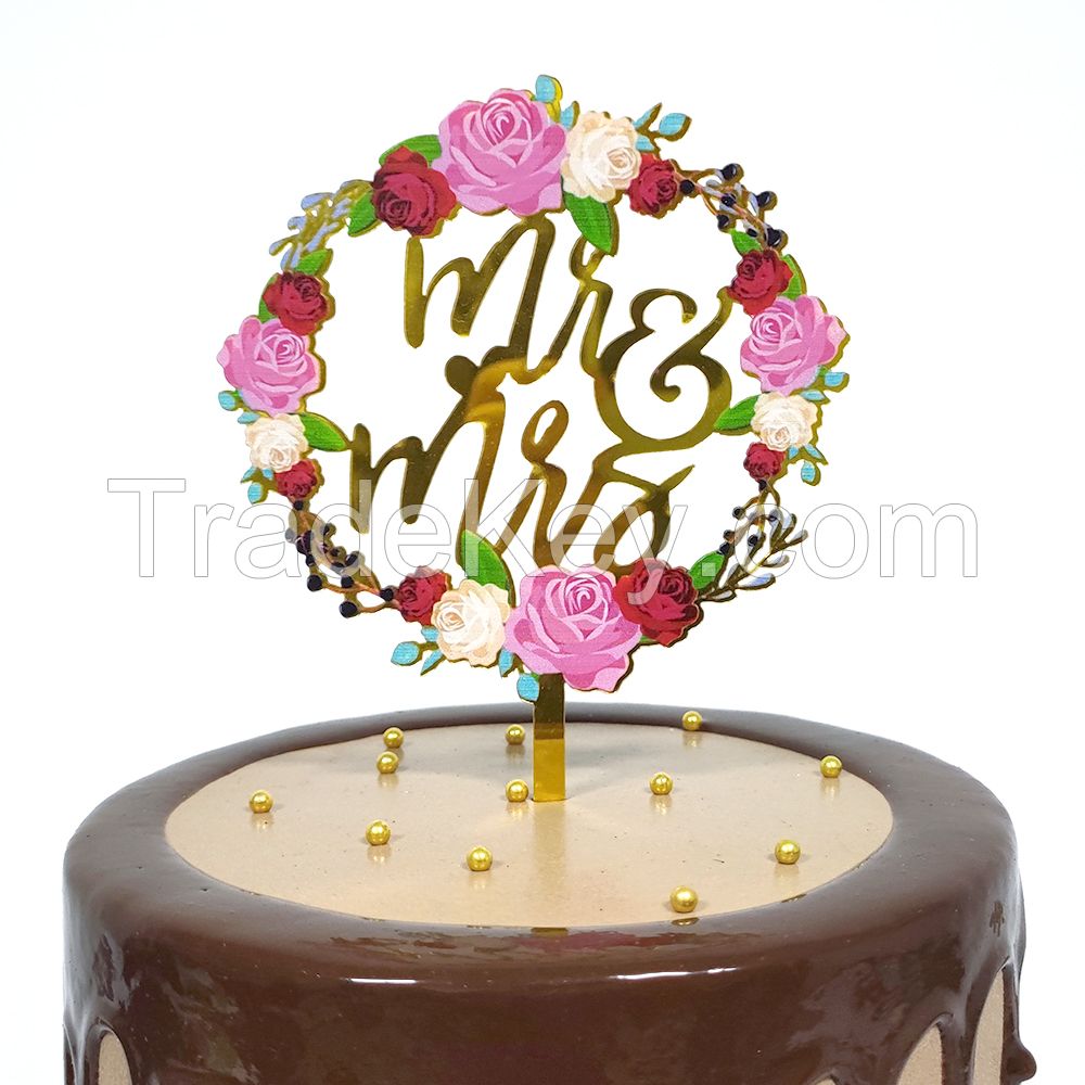 Mr and Mrs Cake Topper Bride And Groom Sign Wedding Engagement Cake Toppers Decorations
