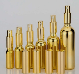 Gold Airless Pump Cosmetic Glass Bottle Reusable Lightweight 5ml 30ml 50ml 100ml