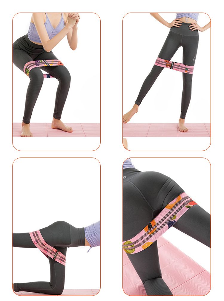 Set of 3 Exercise Hip Bands Set Fabric Booty Resistance Bands
