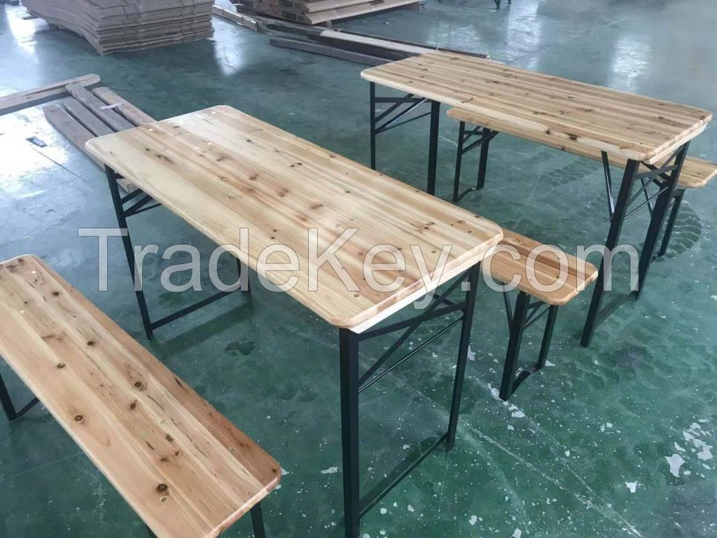 folding wooden beer table with bench
