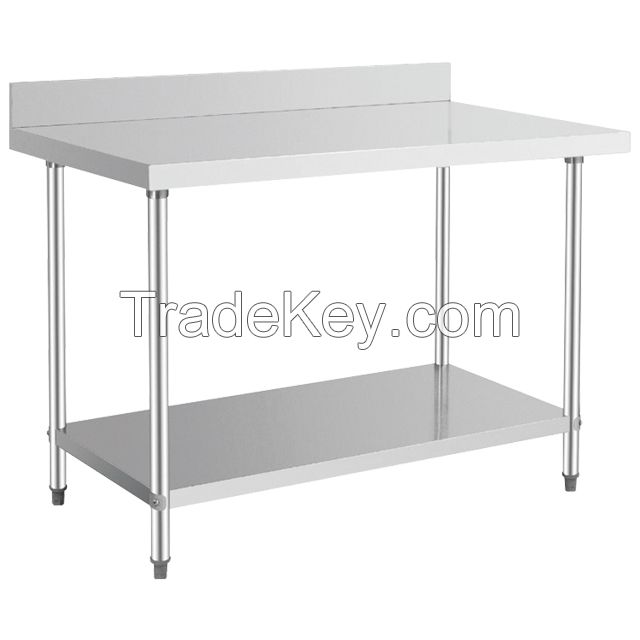 Stainless Steel Work Tables With Backsplash and Bottom Shelf Work Benches For Restaurant Kitchen Equipment