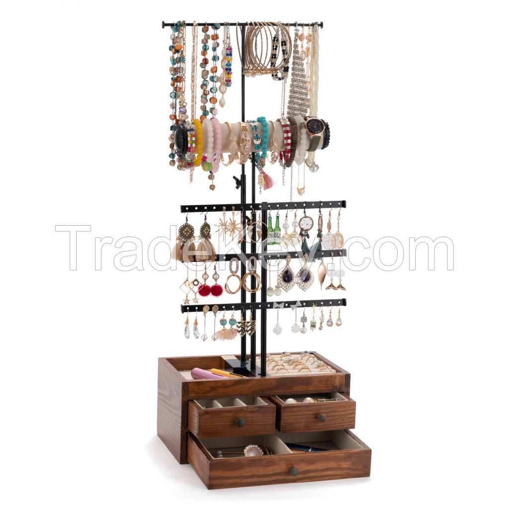 Wooden Jewelry Organizer 5 Tier Jewelry Stand Holder