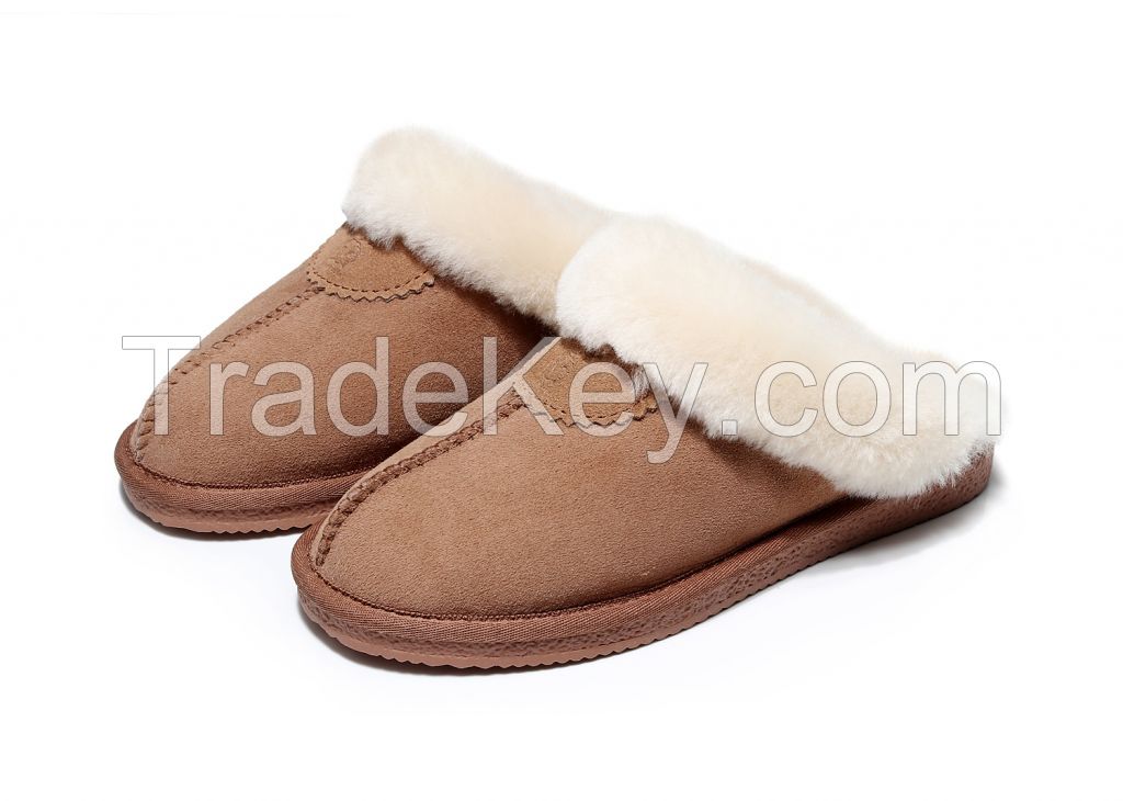 Sheepskin and fur unibody slippers