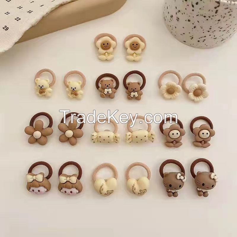 Sweet Style Cartoon Thumb Hair Ring For Children 10pcs One Set