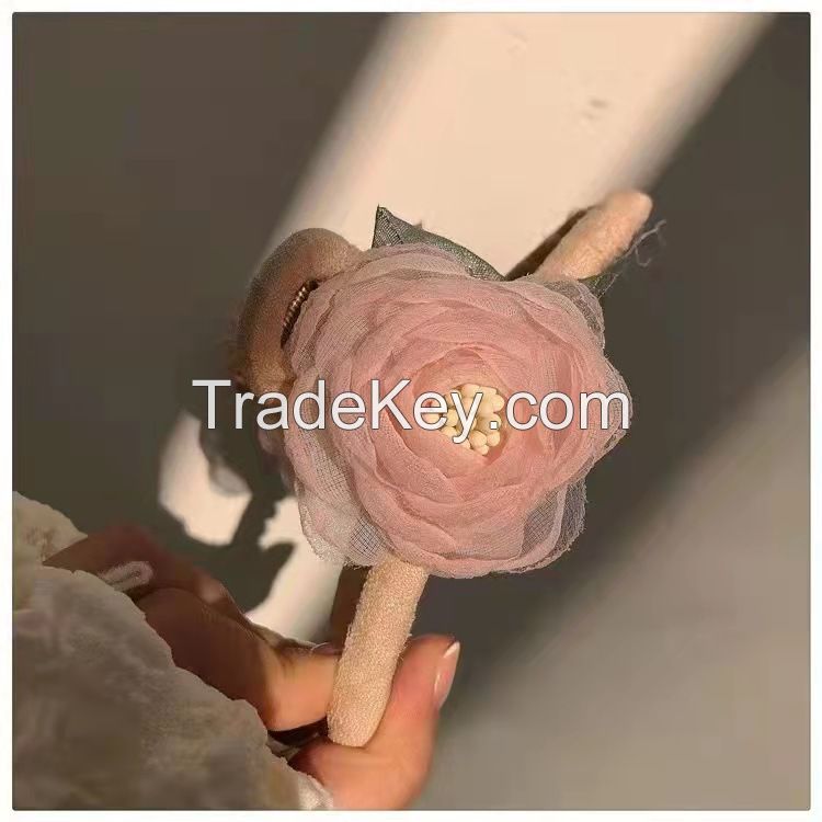 Elegant Transparent Tulle Rose Hair Claw Clip