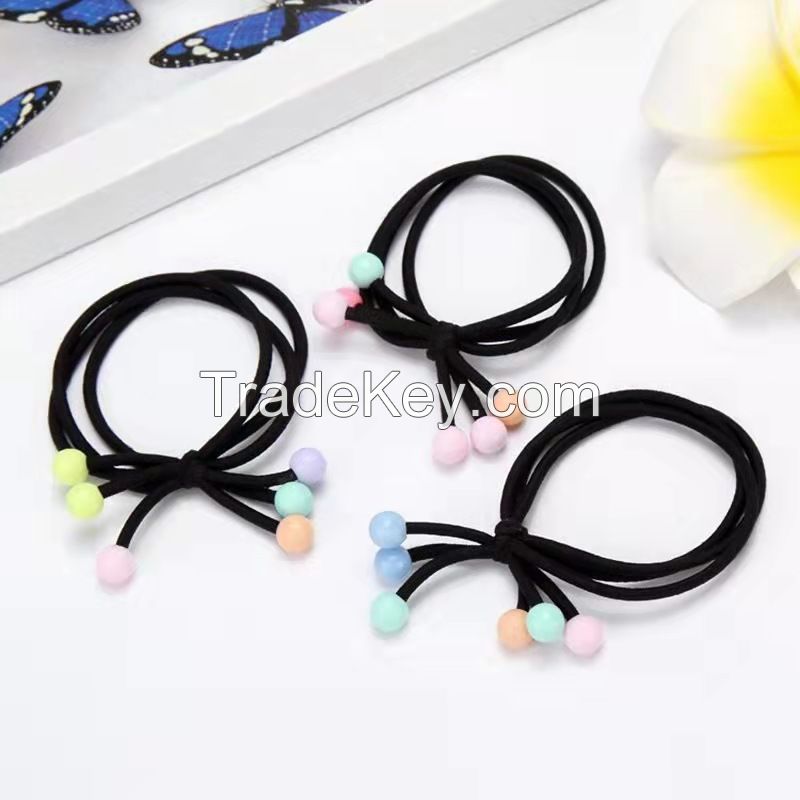 Children's Hair Ring With Colorful beads 100pcs One Box