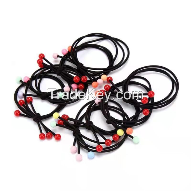 Children's Hair Ring With Colorful beads 100pcs One Box