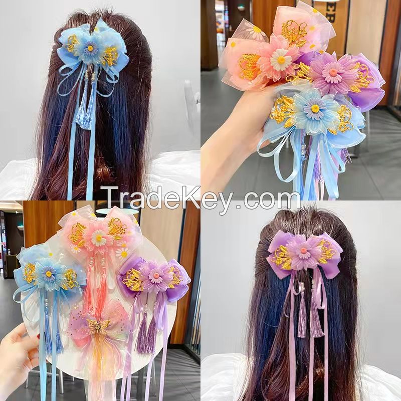 Ethnic Style Pretty Gorgeous Big Flower Hair Clip With Tassel
