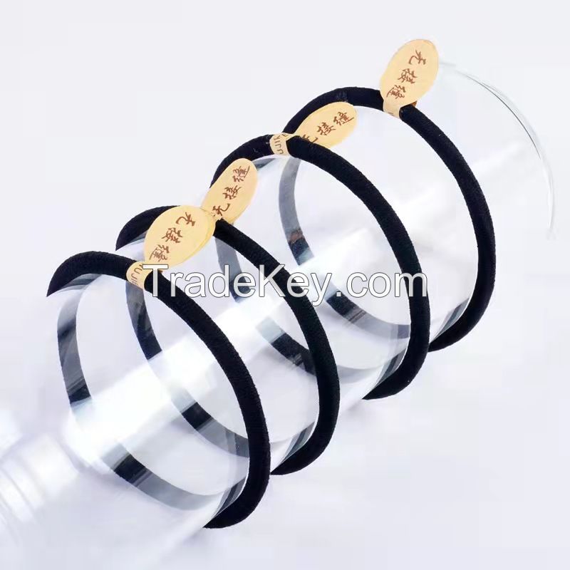 Simple Black High Elasticity Bold Rubber Band Hair Ring 100pcs One Set