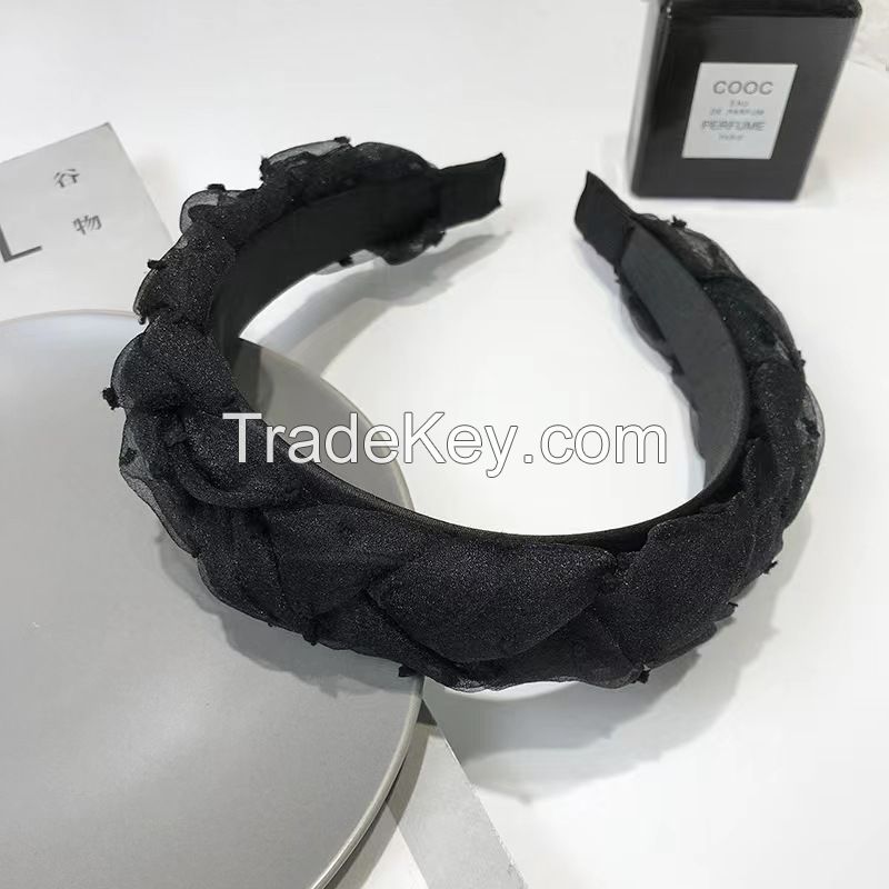 Twist Shape Fabric Mesh Wide Headband