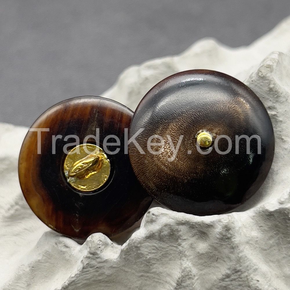 Horn Buttons Genuine Metal Shank for Suits Coats Sweaters