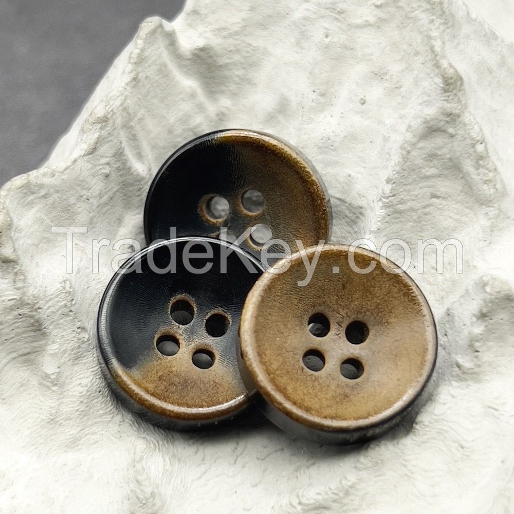 high quality bowl shaped burnt surface buffalo natural horn button