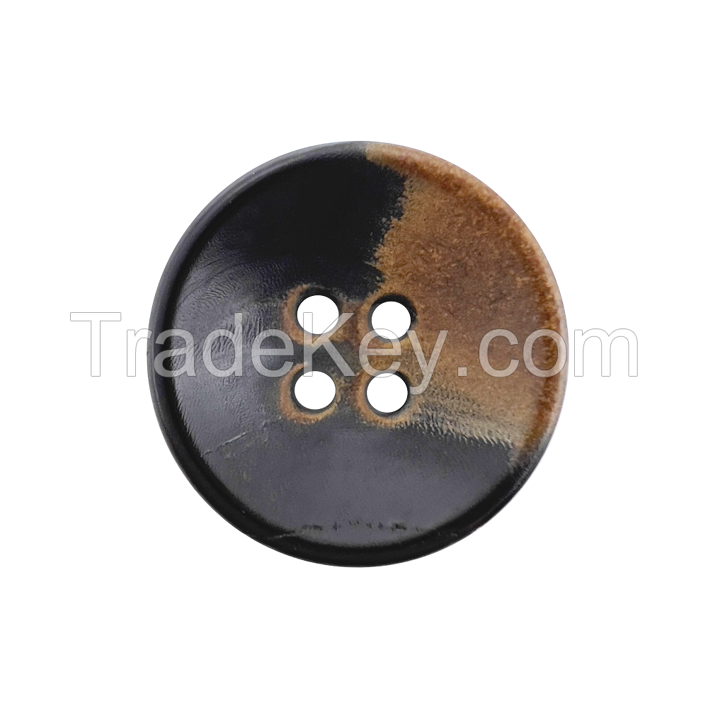 high quality bowl shaped burnt surface buffalo natural horn button