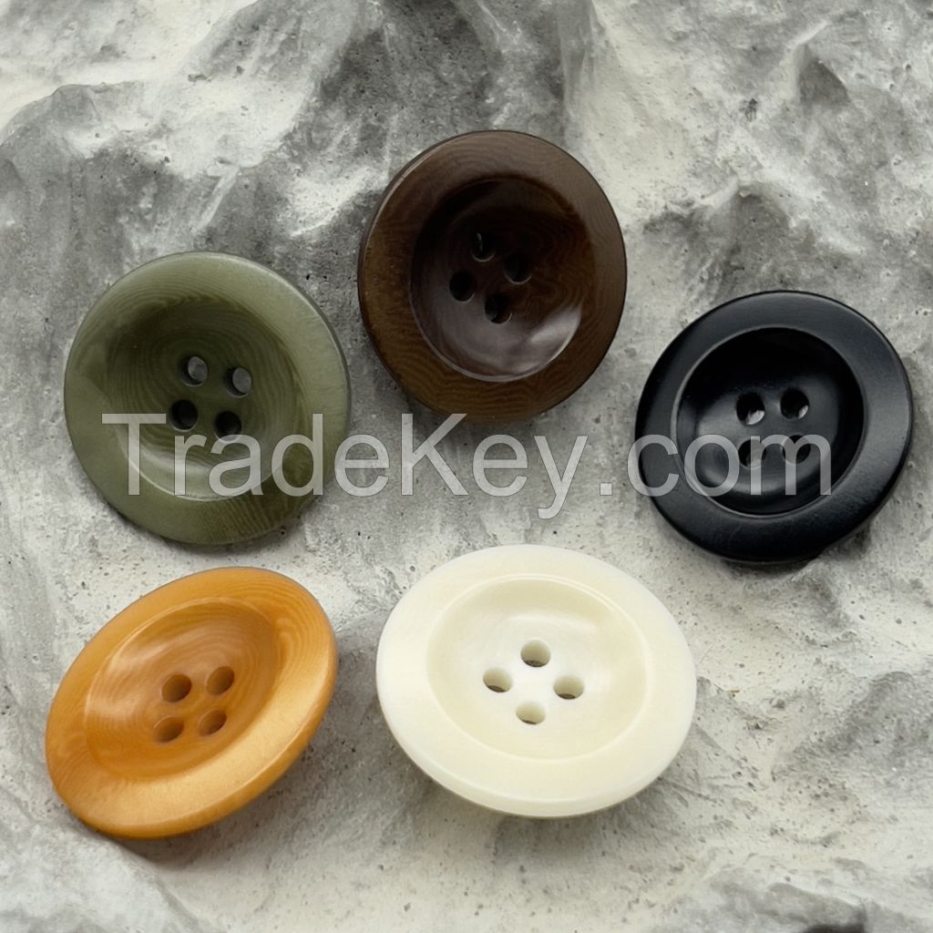 In stock bowl shape corozo buttons in in dark brown, green, white, black and ginger color