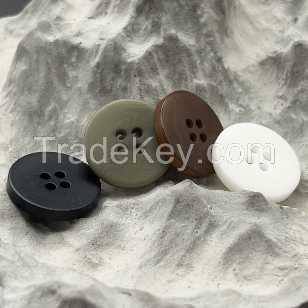 Double flat surface corozo buttons, matte and polished effect in many colors (DTM)