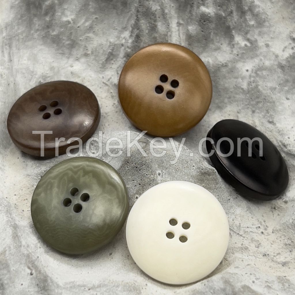 In stock natural tagua nut corozo buttons with wide rim in multiple colors