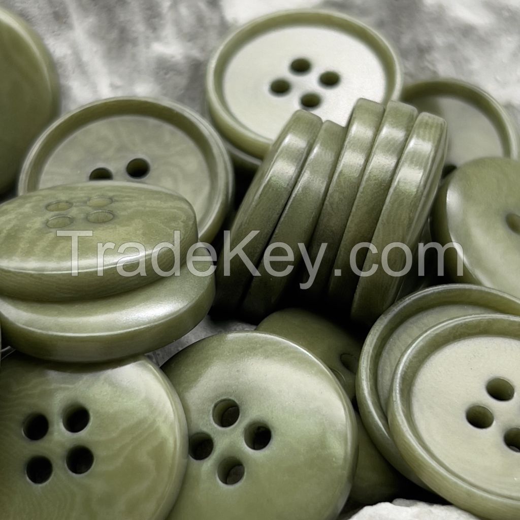 4hole raised round rim natural corozo buttons in multiple colors (DTM  offered)