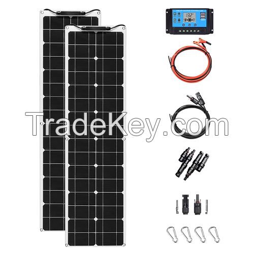16V / 50W x2pcs Mono Portable Generator Flexible Solar Panel   With Smooth PET + 10A Controller + 3M 2.5 flat Wire