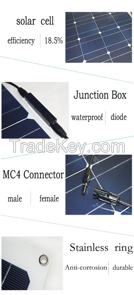16V/50W x2pcs Mono Portable Generator Flexible Solar Panel  with Smooth PET/10A Controller/2.5M Flat Cable