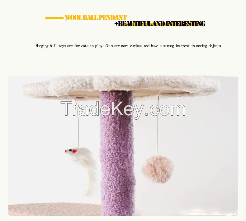 Modern Home Pet Cat Tower Green Floor Ceiling Multi-level Cat Tower With Toy Ball Cat Rack