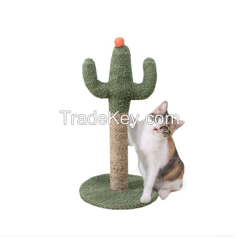 Wholesale New Fashion Green Cactus Shape Pet Cat Scratching Post Cactus Single Column Cactus Climbing Frame Cat Tree