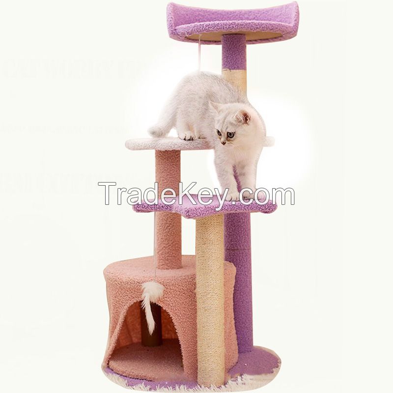 Household scratching tree large cat tree wood assembled sisal cat tree