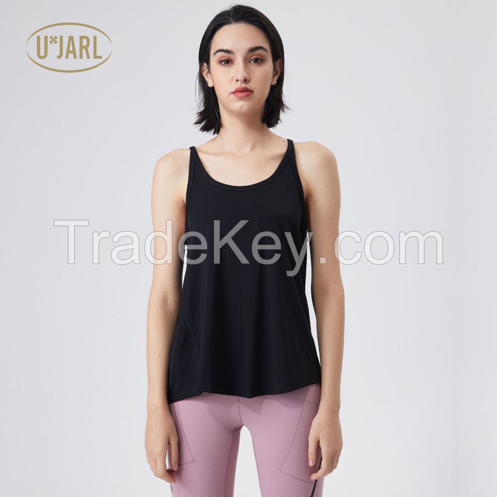 Women's Workout Tank Top Sleeveless Running Sportswear Open Back Muscle Yoga Tank Top Quick-Dry Shirt