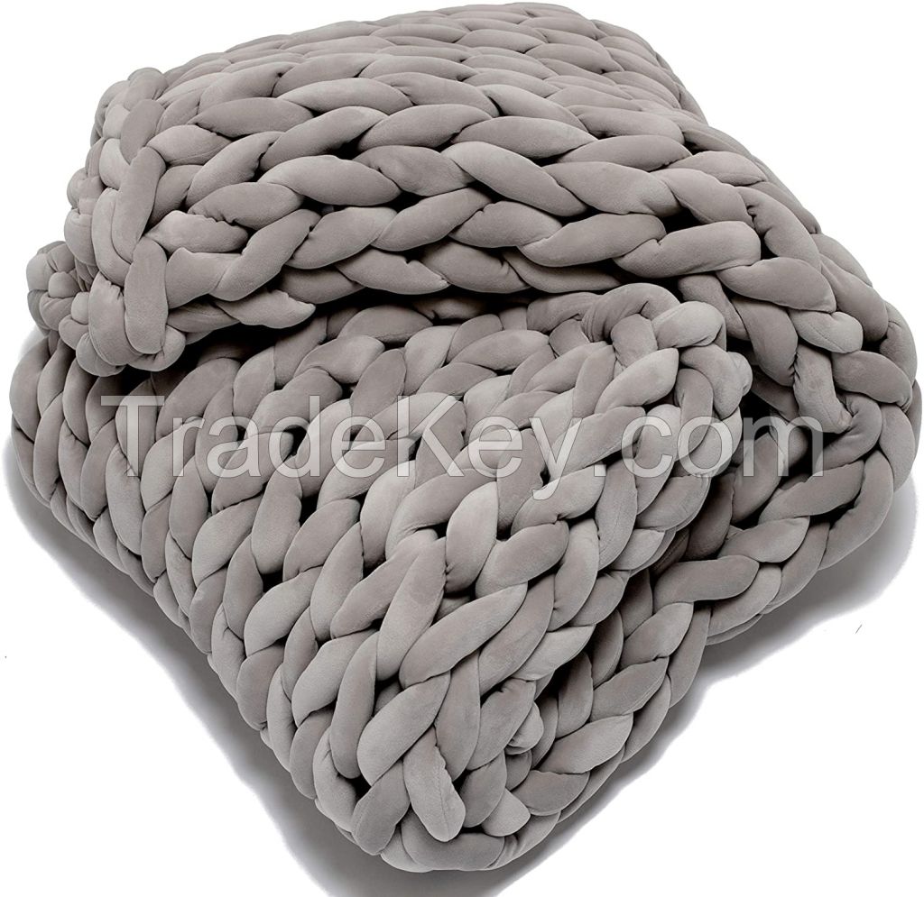 HBest Winter Partner Super Soft Washable Organic Chunky Weighted Blanket Knitted