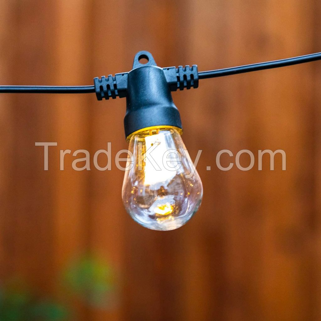 Commercial Vintage Filament Outdoor String Lights Bulbs Edison LED Black Cord