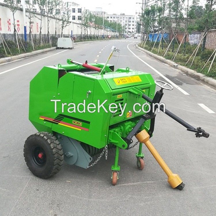 straw crushing baler/ automatic grass crushing packaging machine/ Corn straw and grass wrapper machine with tractor
