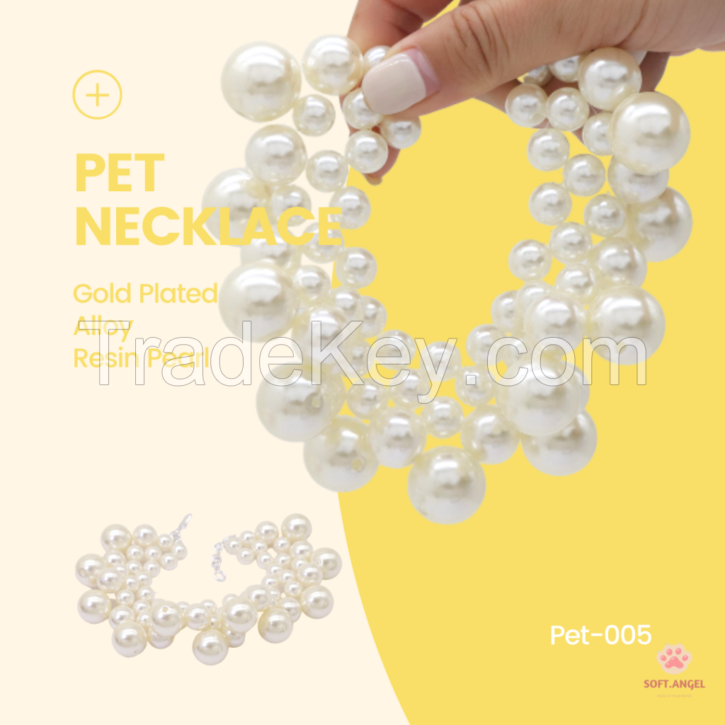 Luxury Customizable Pet Collar Chain Akita Dog Weaved Resin Pearl Pendant Jewelry Necklace for Dogs and Cats