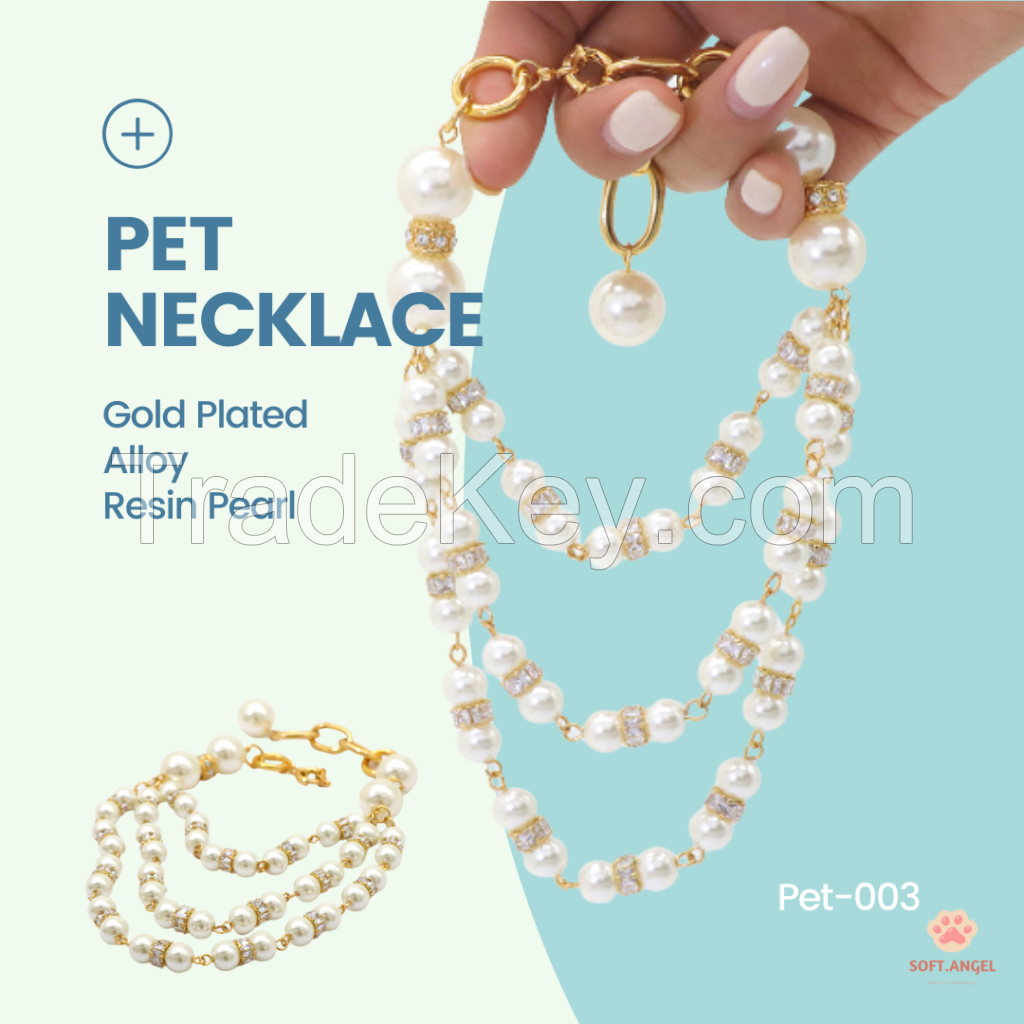 Jewelry Necklace for Dogs and Cats Copper Resin Pearl Pendant Luxury Customizable Pet Collar Chain