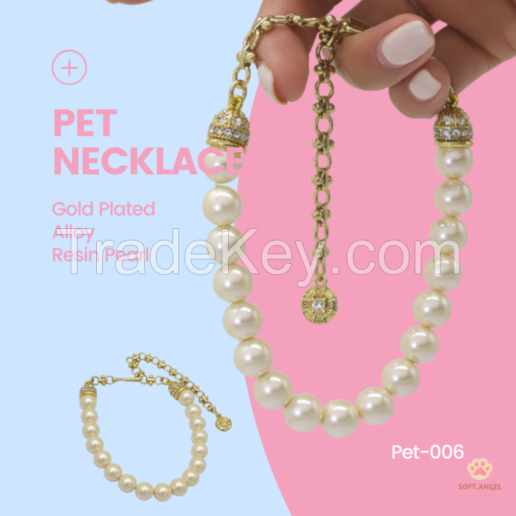 Luxury Customizable Pet Collar Chain Siamese Cat Copper Resin Pearl Pendant Jewelry Necklace for Dogs and Cats
