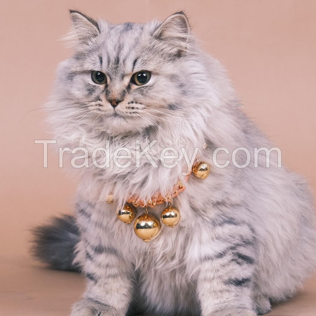 Weaved Cord Copper Ball Pendant Maine Coon Cat Luxury Customizable Pet Collar Chain Jewelry Necklace for Dogs and Cats