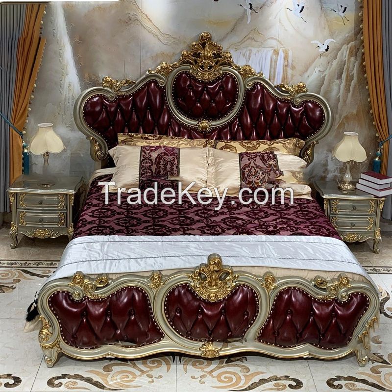 Umikk European Royalty Leather Bed Customized Bedroom Furniture Bed